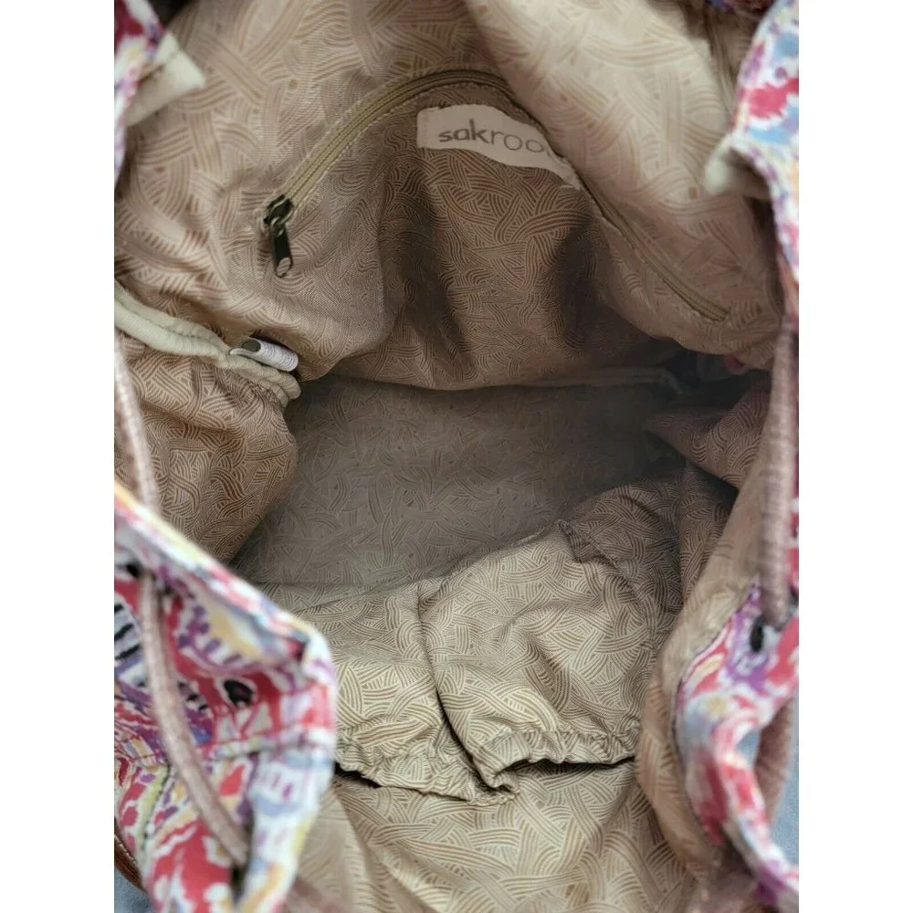 Sakroots Artist‎ Circle Flap Backpack Bag With Matching Pouch, Drawstring